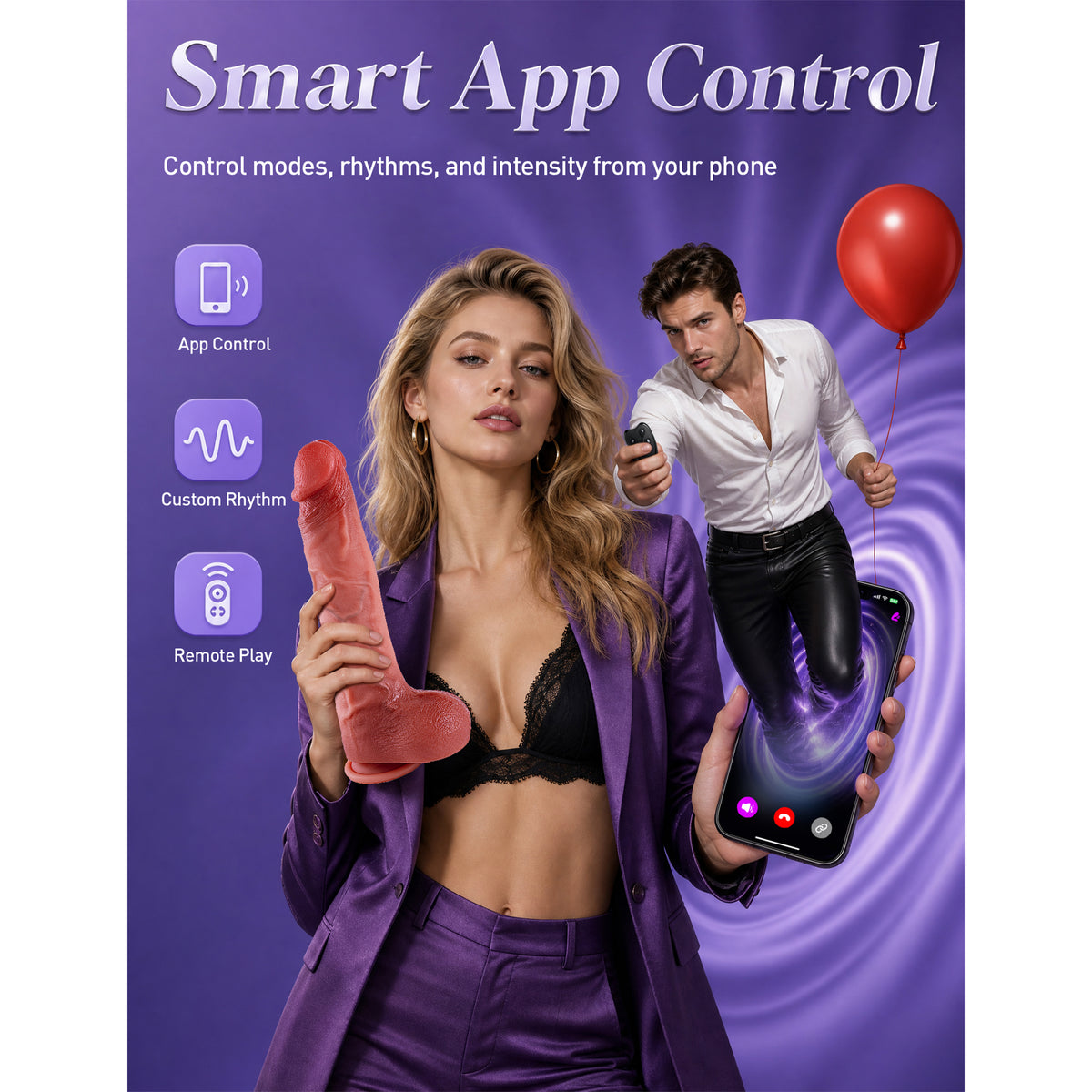 Mesterstar App-Controlled Thrusting Vibrator with Suction Cup