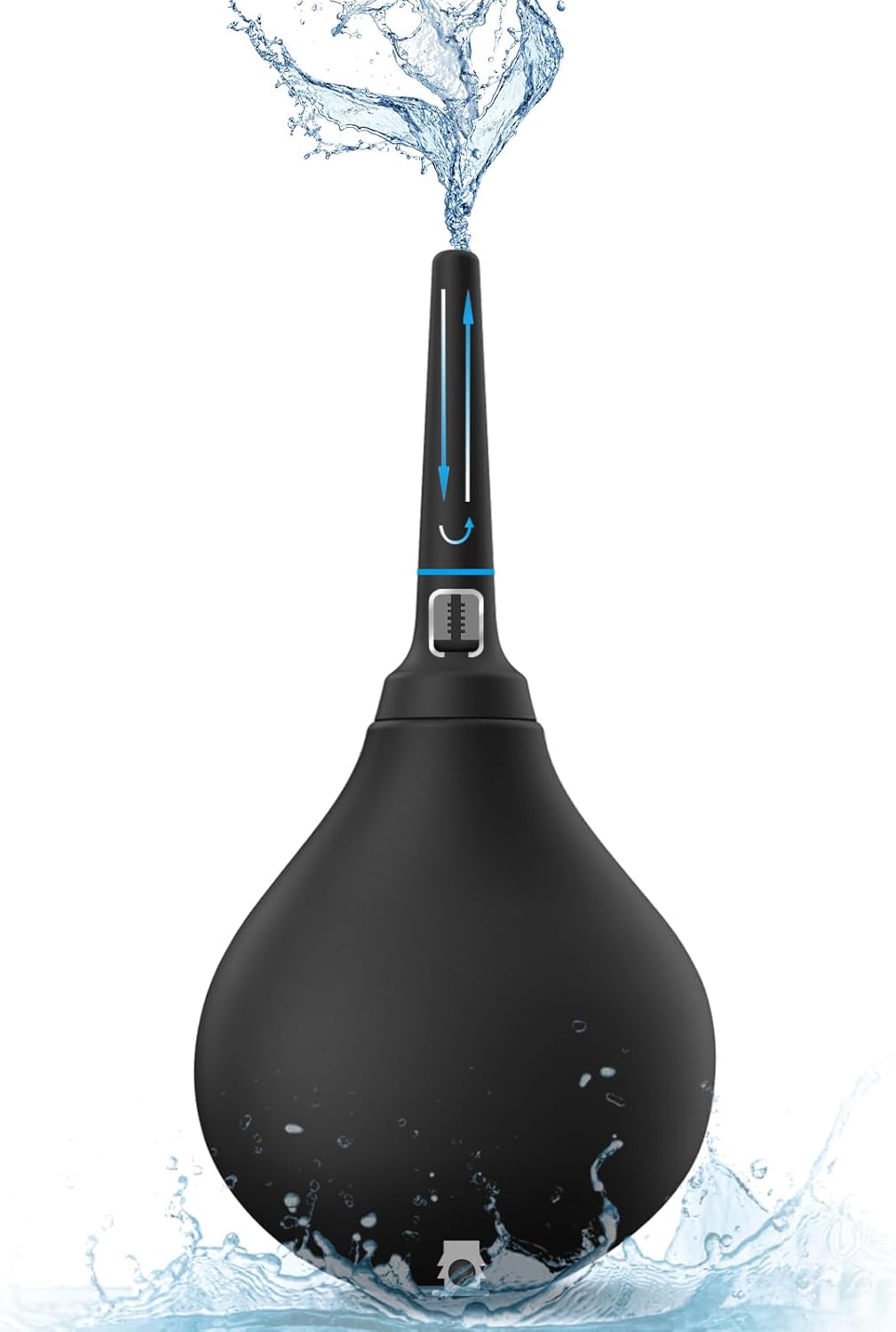 Enema Douche Anti Back-Flow,Silicone Enema Reusable Anal Douche Cleaner for Men Women Colon Cleansing,Shower Douche with Spouts Connected to Shower Hole,Vaginal Cleaner (Black, 10oz)