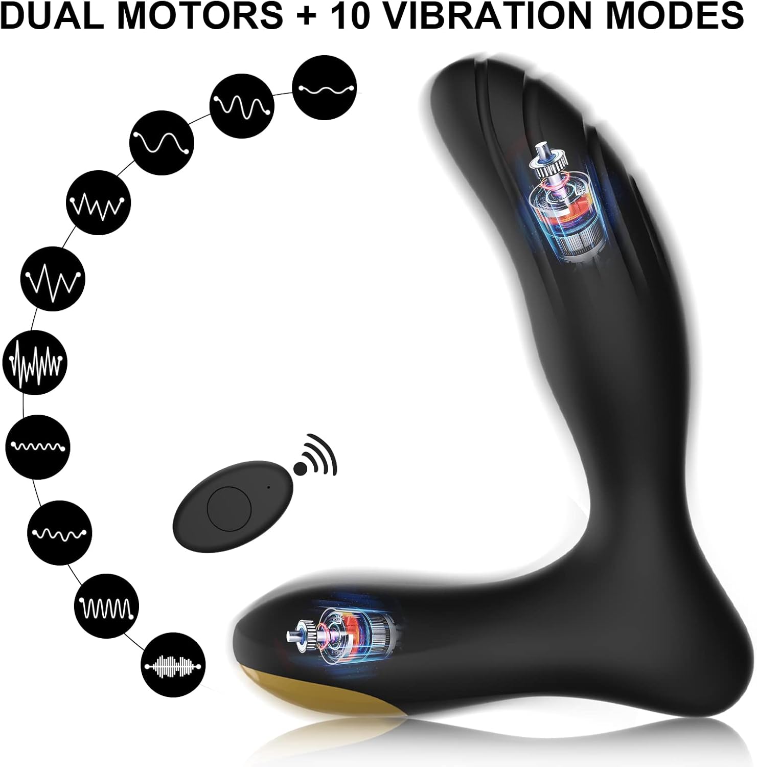 Vibrating Prostate Massager Anal Toy, Waterproof Personal P Spot Male Vibrator with Remote Control for Hands Free Play, Rechargeable Butt Plug with 10 Vibrations for Beginners