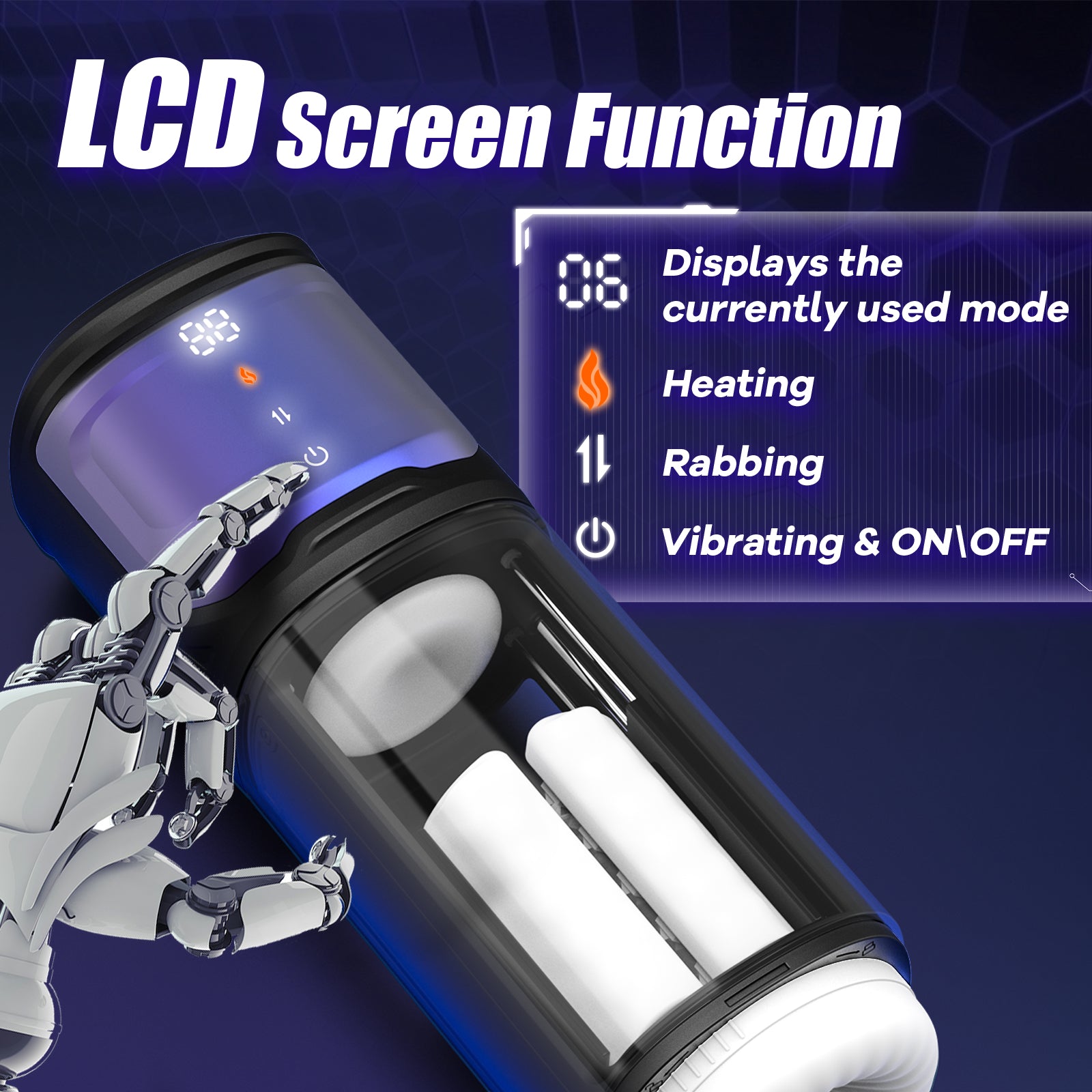Thrusting and Rotating Male Masturbator - Unique Male Sex Toys Thrusting on Rotating on Glans for 4 Speeds, Sex Toys for Men with Handles & Digital Display & One-Click Burst, Sergeant Major (11.81)