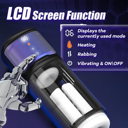 Thrusting and Rotating Male Masturbator - Unique Male Sex Toys Thrusting on Rotating on Glans for 4 Speeds, Sex Toys for Men with Handles & Digital Display & One-Click Burst, Sergeant Major (11.81)