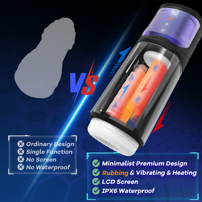 Thrusting and Rotating Male Masturbator - Unique Male Sex Toys Thrusting on Rotating on Glans for 4 Speeds, Sex Toys for Men with Handles & Digital Display & One-Click Burst, Sergeant Major (11.81)