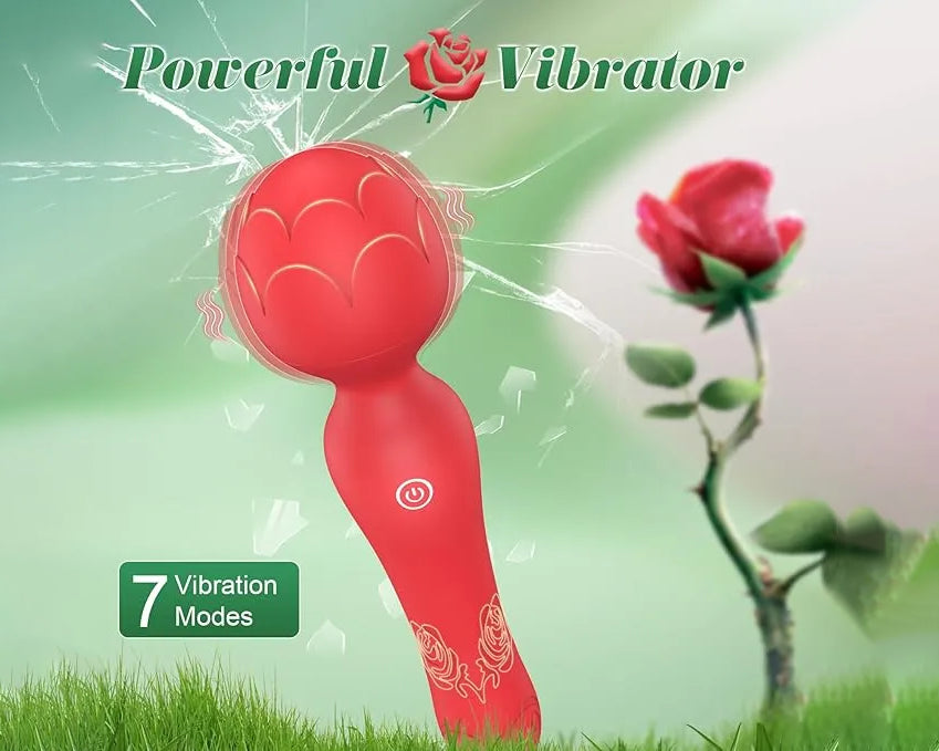 Wand Vibrator Rose Sex Toy - Clitoral Stimulator Anal Nipple G Spot Vibrators, Rose Adult Sex Toys Magic Quiet Cordless Massager & Waterproof, Female Vibrator Sex Toy Sexual Pleasure Tools for Women