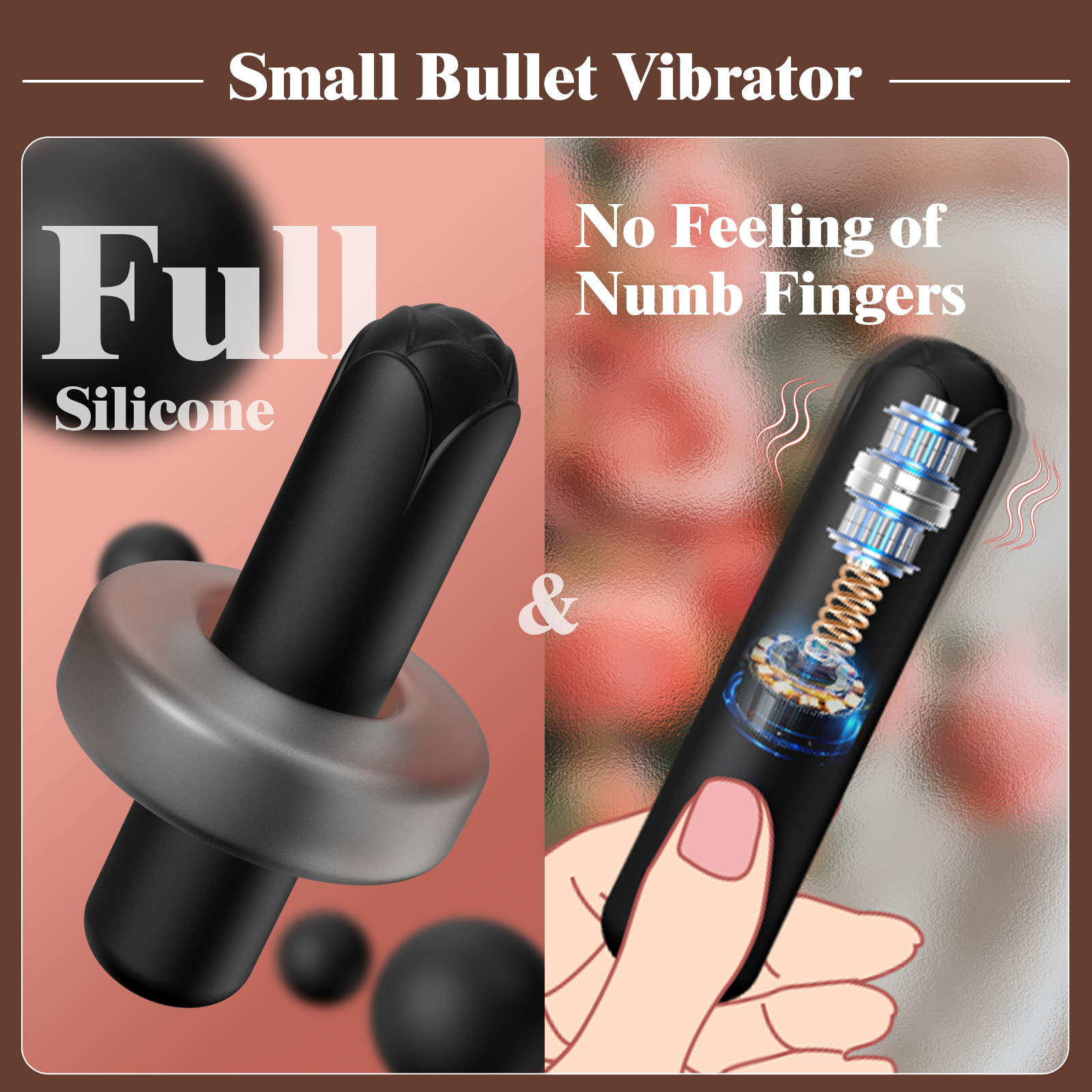 Rose Sex Toy Bullet Vibrator, Mini Bullet Vibrator for Women with 10Vibrations, Full Silicone Clit Massager with Rose Tip for Nipple Stimulation, Female Finger Lipstick Pocket