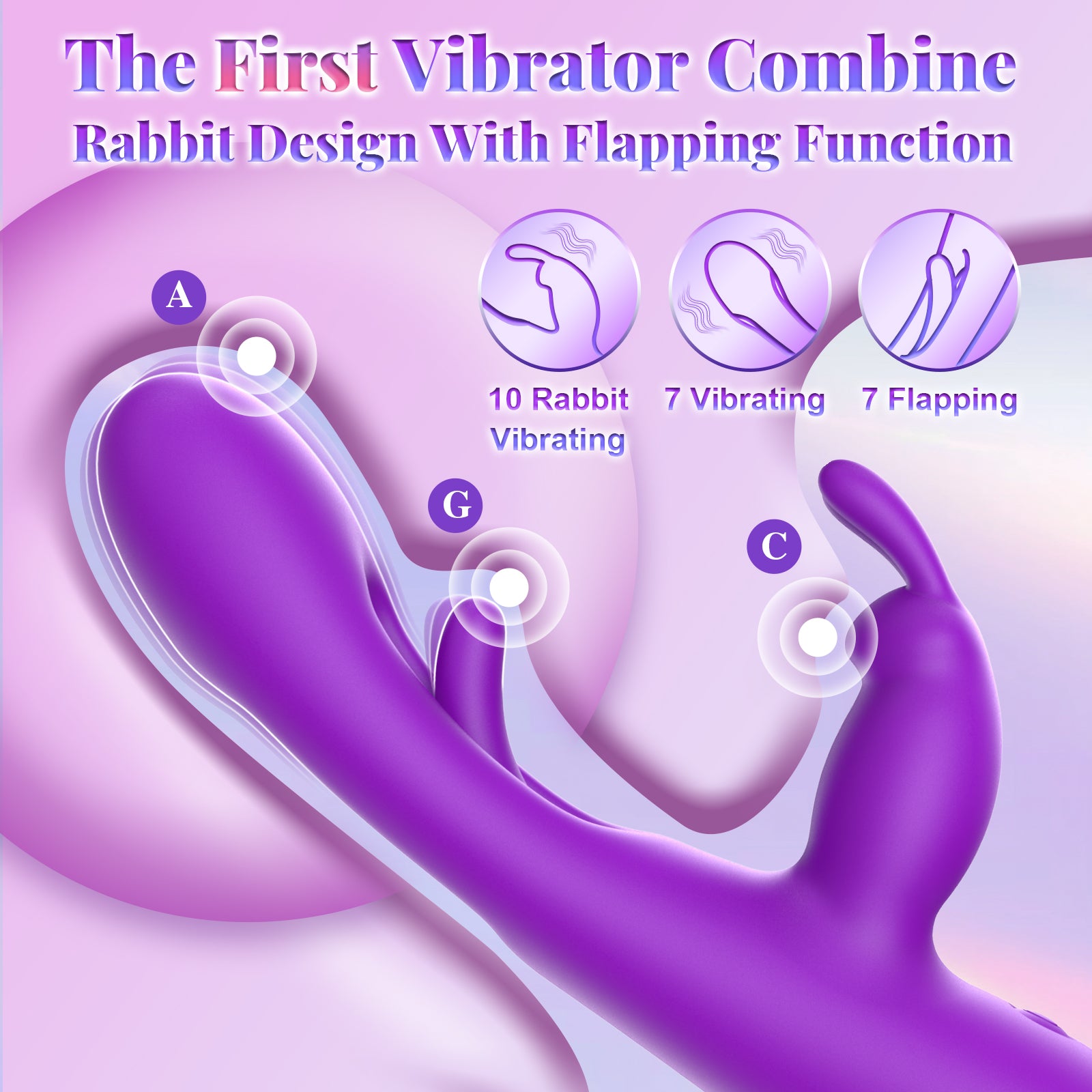Adult Sex Toys Rabbit Vibrator - 3IN1 Flapping G Spot Dildo with 10 Rabbit Vibrating, 7 Flapping & 7 Wand Vibrating Modes – Clitoral & Nipple Stimulator for Women Female Pleasure