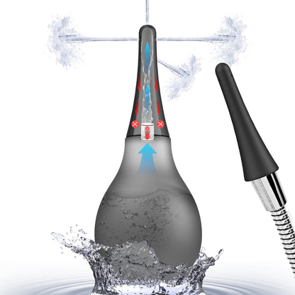 Enema Douche Anti Back-Flow,Silicone Enema Reusable Anal Douche Cleaner for Men Women Colon Cleansing,Shower douche with 5 Spouts connected to shower hole,Vaginal Cleaner 10oz (Semi-transparent, 10oz)