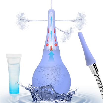 Enema Douche Anti Back-Flow,Silicone Enema Reusable Anal Douche Cleaner for Men Women Colon Cleansing,Shower douche with 5 Spouts connected to shower hole,Vaginal Cleaner 10oz (Semi-transparent, 10oz)