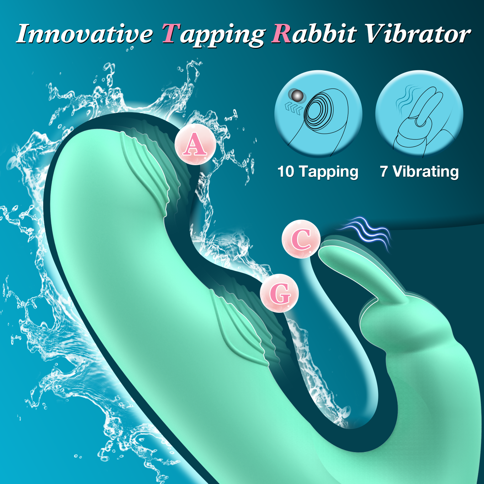 Rabbit G-Spot Vibrator Sex Toy - Clitoral Vibrator Dildo Sex Toys for Women Clitoral Nipple, 3 in 1 Vibrator with 10 Tapping & 7 Vibration, Sex Toy G-Spot Dual Tapping Vibrator for Female and Couple
