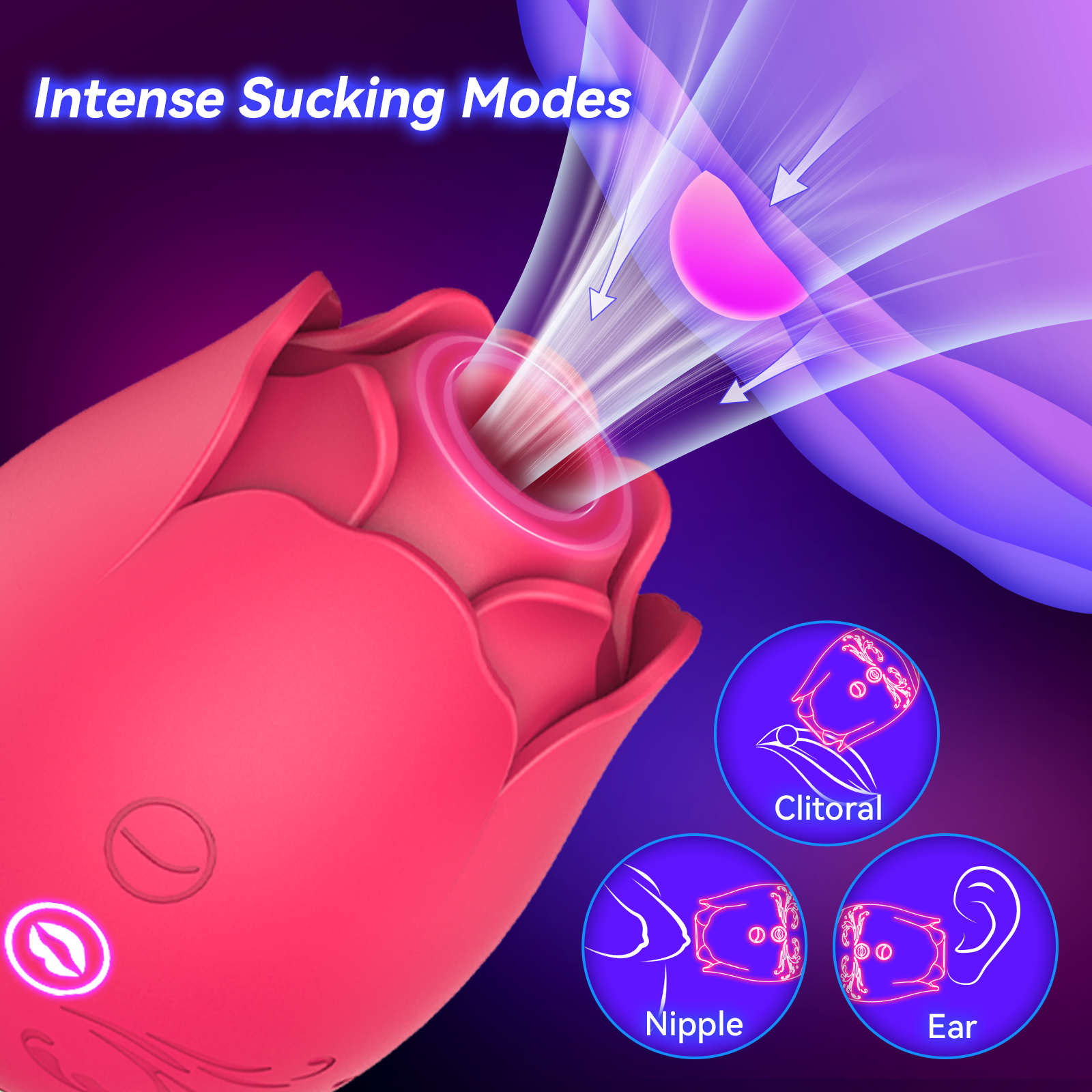 Sucking Vibrator Rose Sex Toys, G Spot Dildo Vibrator for Women with 10 Suctions 10 Flapping Modes, Rose Sex Stimulator Adult Sex Toy, Rose Clit Vibrator