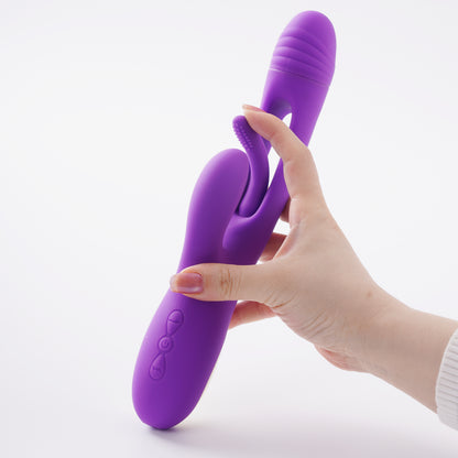 Vibrator Dildo Rabbit Sex Toys -LOVENOTE G Spot Vibrator Massager for Women Clitoral Nipple Stimulation, 3 in 1 Sex Toys with 14 Vibration & 7 Tongue Licking Flapping, Adult Product