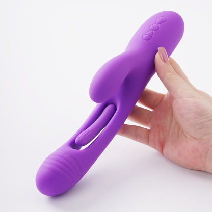 Vibrator Dildo Rabbit Sex Toys -LOVENOTE G Spot Vibrator Massager for Women Clitoral Nipple Stimulation, 3 in 1 Sex Toys with 14 Vibration & 7 Tongue Licking Flapping, Adult Product
