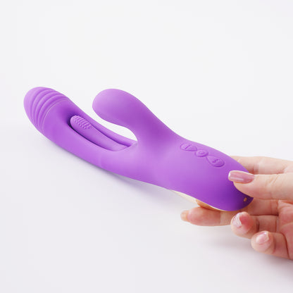 Vibrator Dildo Rabbit Sex Toys -LOVENOTE G Spot Vibrator Massager for Women Clitoral Nipple Stimulation, 3 in 1 Sex Toys with 14 Vibration & 7 Tongue Licking Flapping, Adult Product