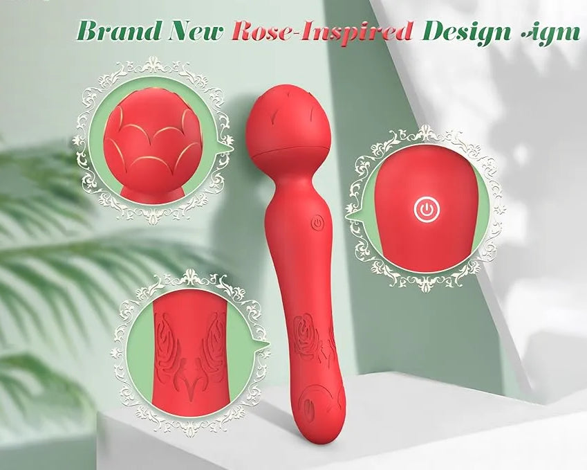 Wand Vibrator Rose Sex Toy - Clitoral Stimulator Anal Nipple G Spot Vibrators, Rose Adult Sex Toys Magic Quiet Cordless Massager & Waterproof, Female Vibrator Sex Toy Sexual Pleasure Tools for Women