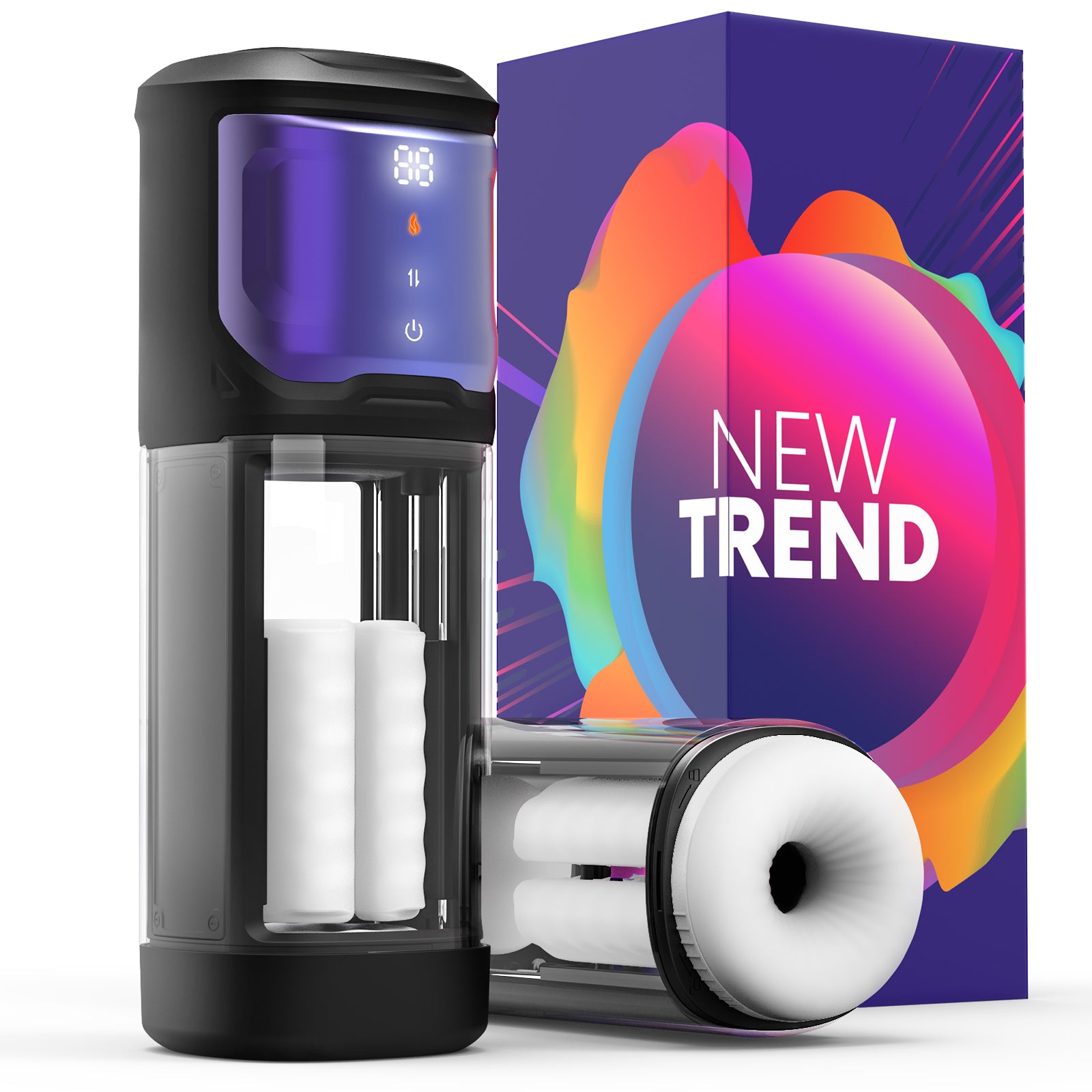 Thrusting and Rotating Male Masturbator - Unique Male Sex Toys Thrusting on Rotating on Glans for 4 Speeds, Sex Toys for Men with Handles & Digital Display & One-Click Burst, Sergeant Major (11.81)