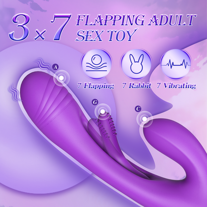 Vibrator Dildo Rabbit Sex Toys -LOVENOTE G Spot Vibrator Massager for Women Clitoral Nipple Stimulation, 3 in 1 Sex Toys with 14 Vibration & 7 Tongue Licking Flapping, Adult Product