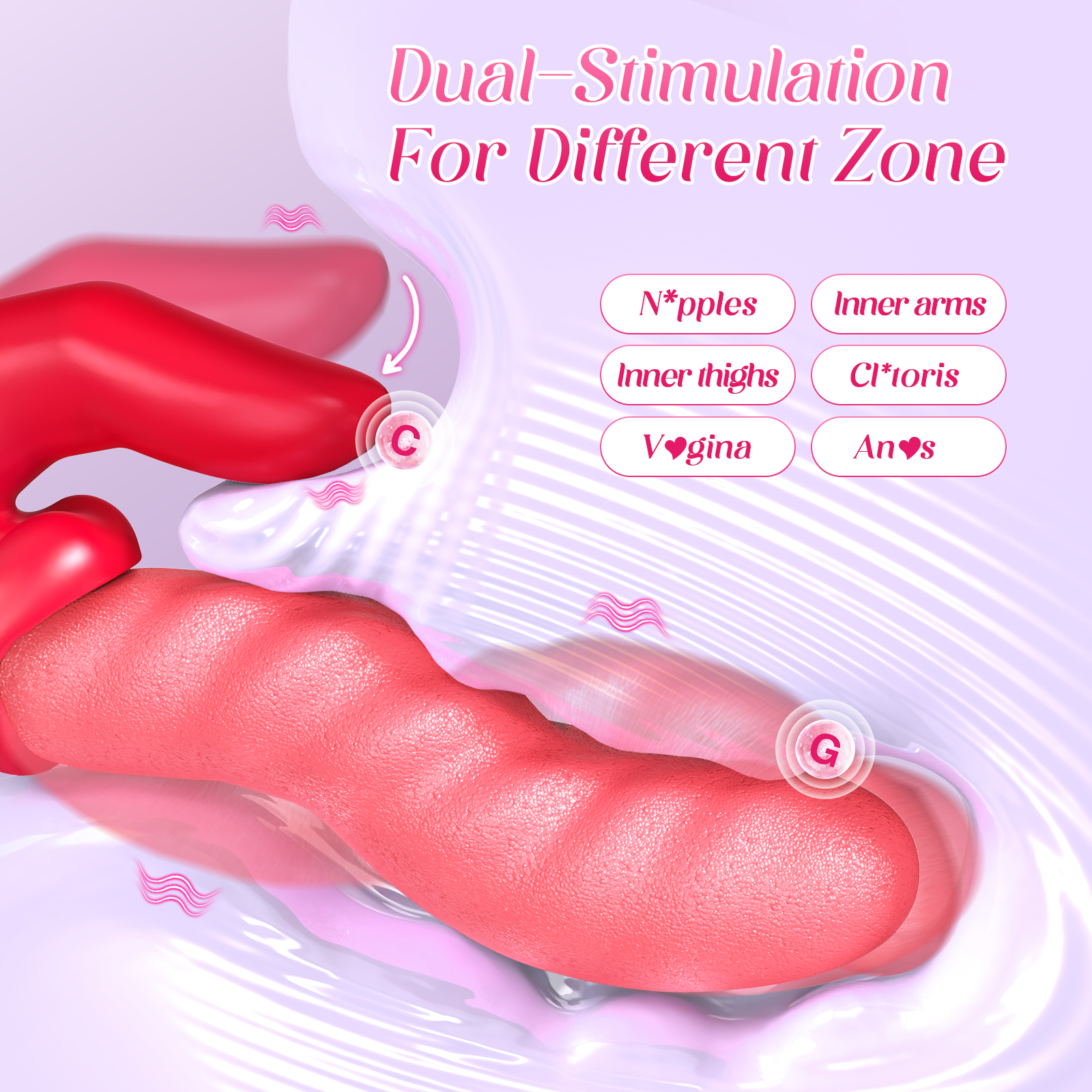 Thrusting Dildo Vibrator for Women – Tongue Finger Vibrators 2 in 1 Dual Stimulation Sex Toys, 5 Wave Thrusting Modes & 8 Pressing Vibrations LED Display for Adult Sex Toys & Games, Rose Vibrator