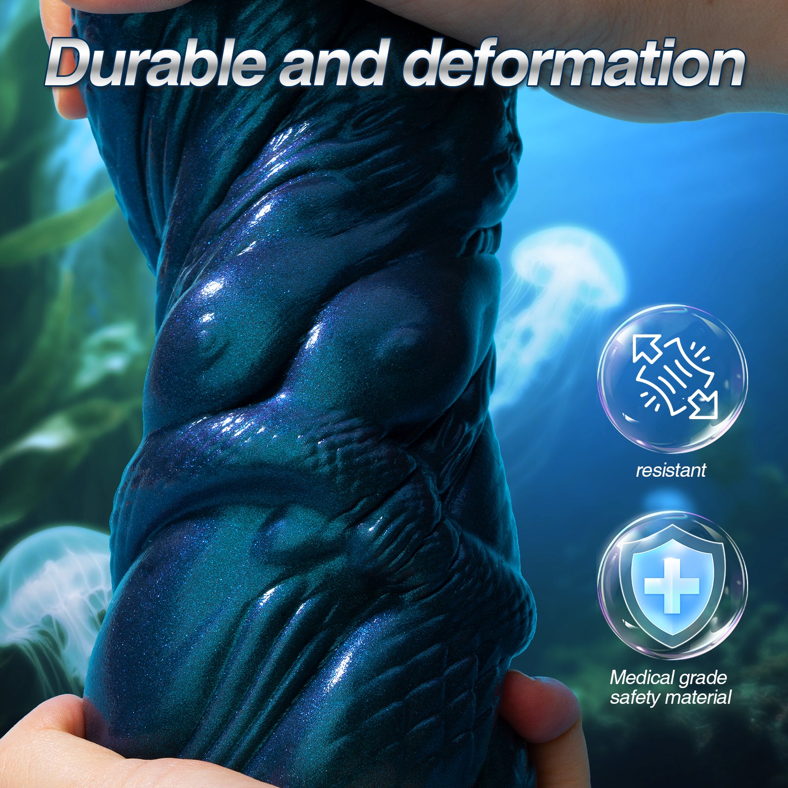Pocket Pussy for Men Masturbator – Soft & Elastic Mermaid Silicone Pocket Pussy with Textured Massage Channel, Easy to Clean, Durable Male Sex Toy & Adult Sex Toys for Men
