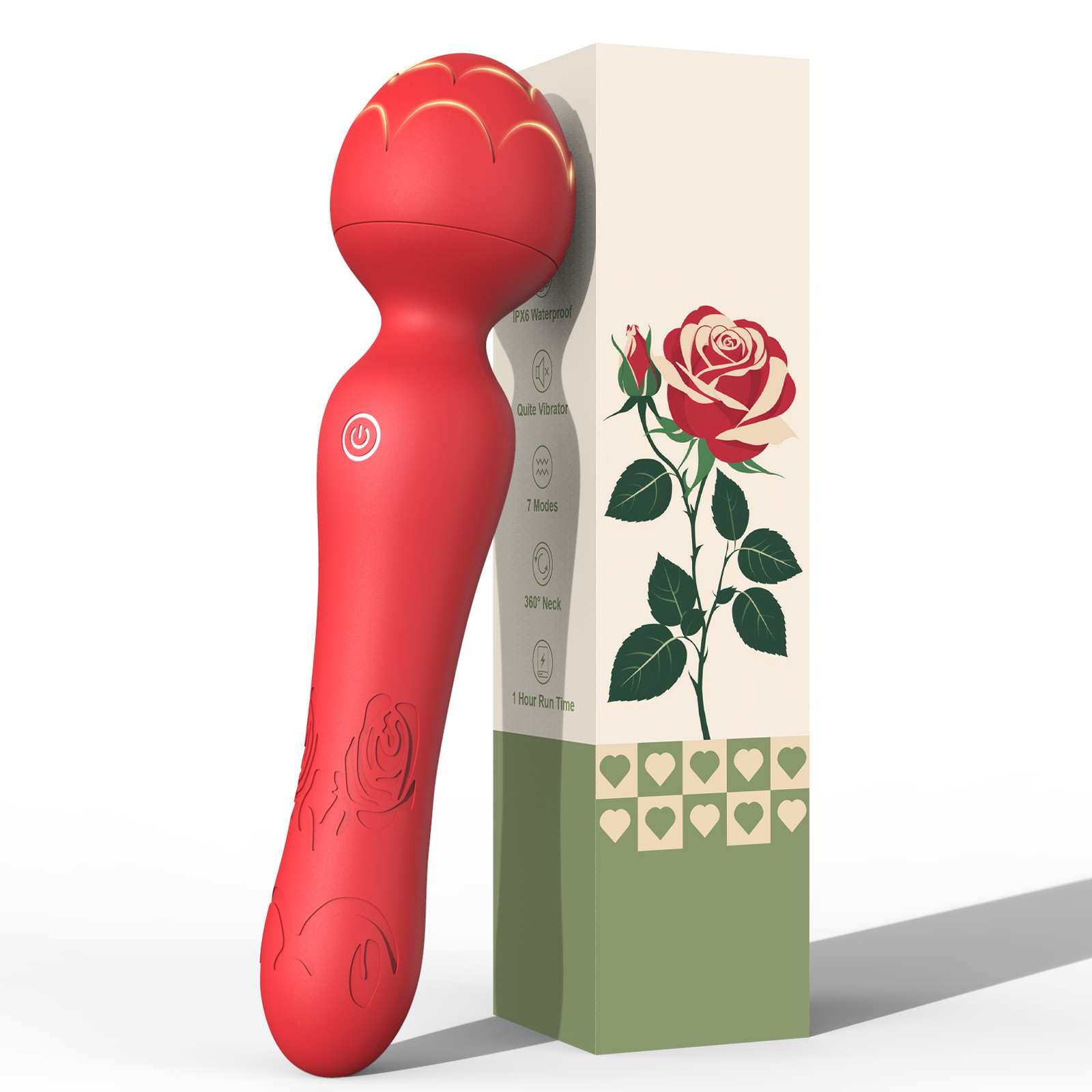 Wand Vibrator Rose Sex Toy - Clitoral Stimulator Anal Nipple G Spot Vibrators, Rose Adult Sex Toys Magic Quiet Cordless Massager & Waterproof, Female Vibrator Sex Toy Sexual Pleasure Tools for Women