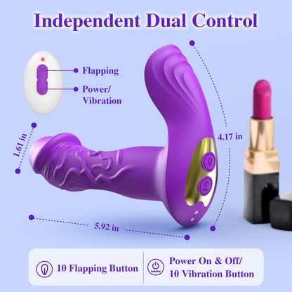 Wearable Butterfly Flapping Vibrator Dildo，Remote Control Adult Rose Sex Toys with 10 Vibrating & Flapping Clitoral Butterfly Panty Vibrators, Female G Spot Vibrater for Women & Couples