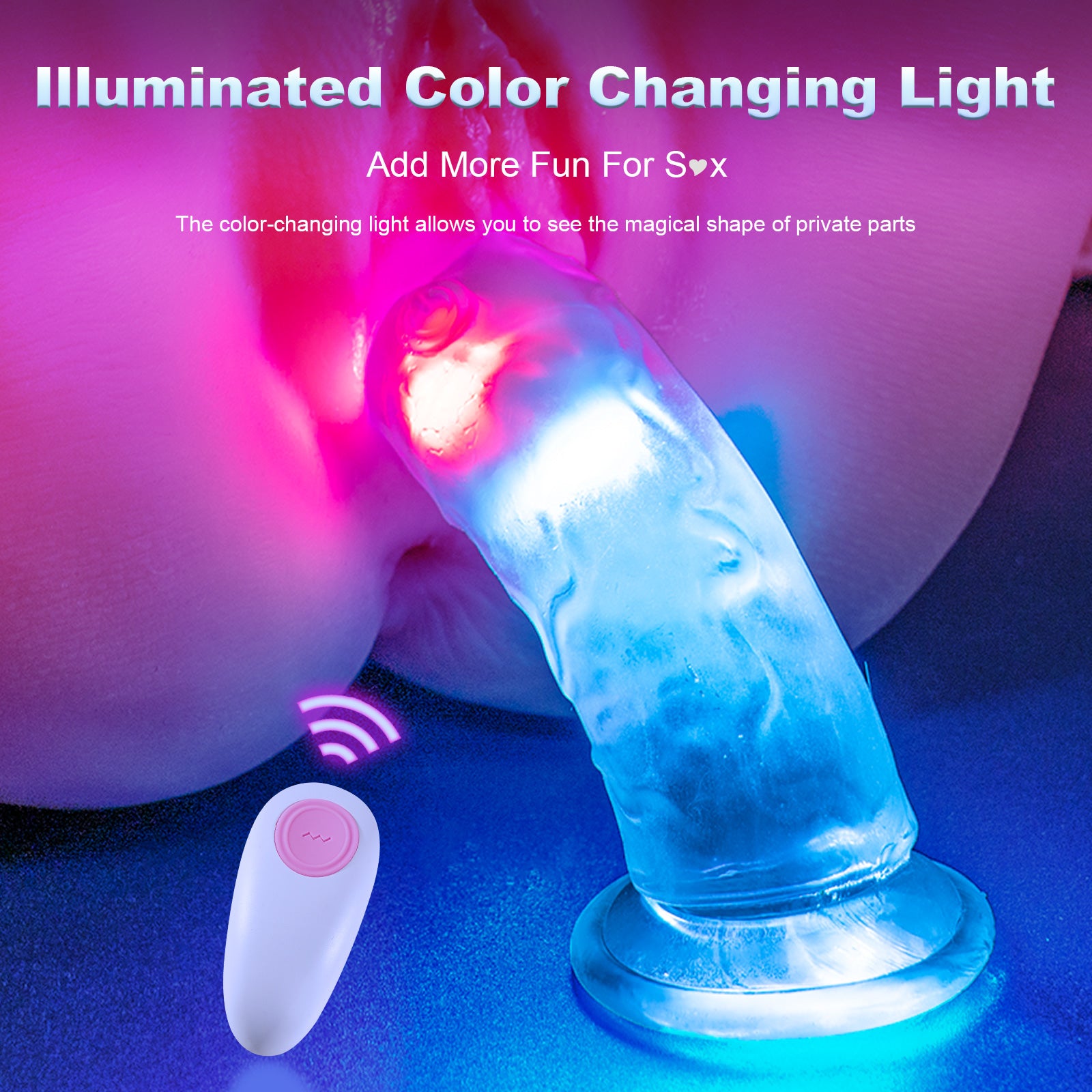 Realistic Clear Vibrating G-Spot Dildos - 6 Inch Illuminated Vibrator Colorful Dildo with 10 Vibrations, Wireless Charging Adult Sex Toys G Spot & Anal Penis Strong Suction Cup Dildo for Beginners
