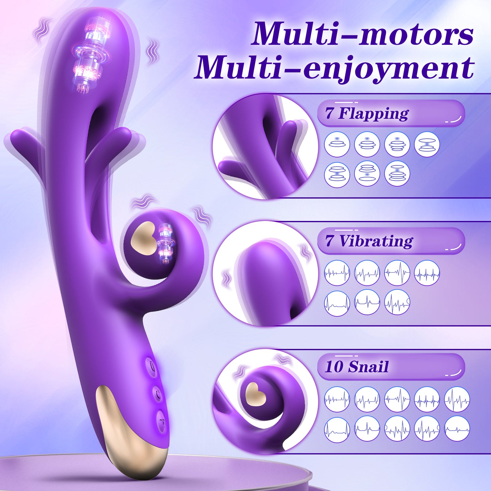 Flapping G Spot Vibrator Dildo: Rabbit Adult Toys with 10 Vibration 7 Flapping, Silicone Waterproof Personal Vibrator for Clitoral Nipple Anal Stimulation, Rechargeable Adult Toy for Women