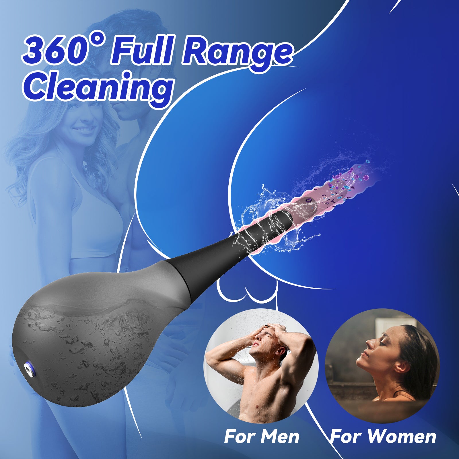 Enema Douche Anti Back-Flow,Silicone Enema Reusable Anal Douche Cleaner for Men Women Colon Cleansing,Shower douche with 5 Spouts connected to shower hole,Vaginal Cleaner 10oz (Semi-transparent, 10oz)