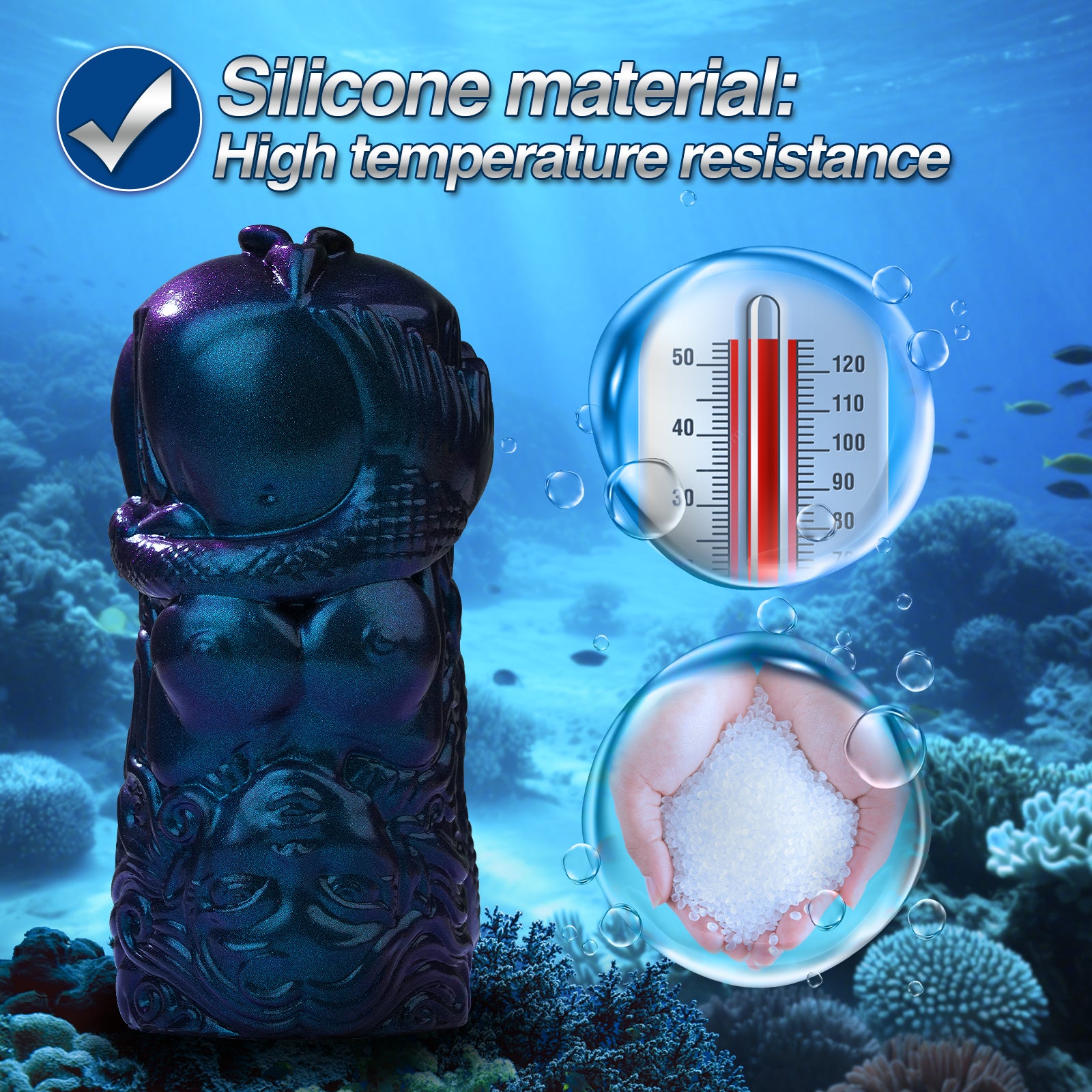 Pocket Pussy for Men Masturbator – Soft & Elastic Mermaid Silicone Pocket Pussy with Textured Massage Channel, Easy to Clean, Durable Male Sex Toy & Adult Sex Toys for Men