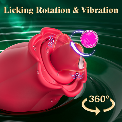 Sucking Vibrator Rose Sex Toy - 3 in 1 Adult Sex Toys Removable Cup for Clit Clitoral Nipple Stimulation, 360° Rotation G spot Vibrator with 9 Tongue Licking & Vibration & 3 Suctions, Women Sex Toys
