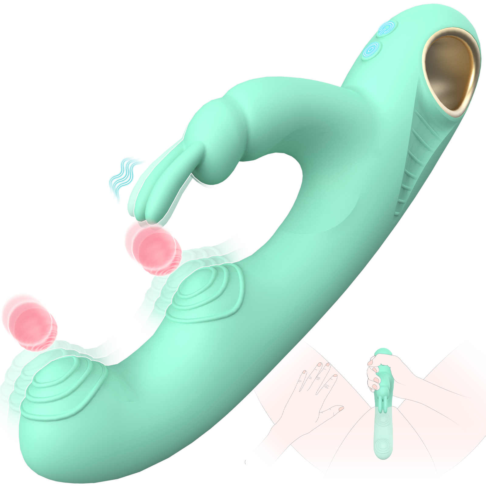 Rabbit G-Spot Vibrator Sex Toy - Clitoral Vibrator Dildo Sex Toys for Women Clitoral Nipple, 3 in 1 Vibrator with 10 Tapping & 7 Vibration, Sex Toy G-Spot Dual Tapping Vibrator for Female and Couple