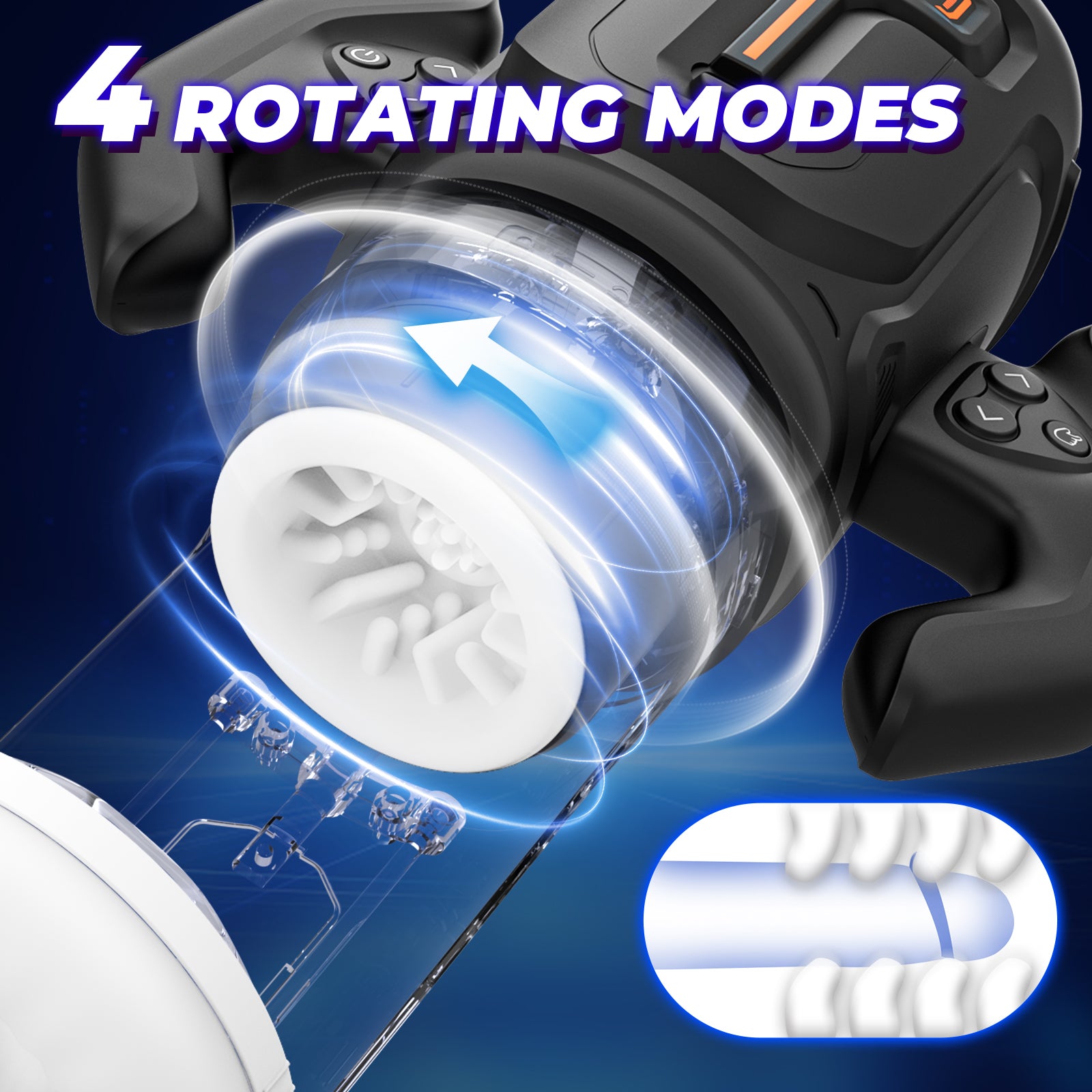 Thrusting and Rotating Male Masturbator - Unique Male Sex Toys Thrusting on Shaft Rotating on Glans for 4 Speeds, Sex Toys for Men with Handles & Digital Display & One-Click Burst, Sergeant Major
