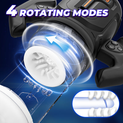 Thrusting and Rotating Male Masturbator - Unique Male Sex Toys Thrusting on Shaft Rotating on Glans for 4 Speeds, Sex Toys for Men with Handles & Digital Display & One-Click Burst, Sergeant Major