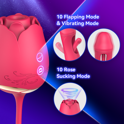 Sucking Vibrator Rose Sex Toys, G Spot Dildo Vibrator for Women with 10 Suctions 10 Flapping Modes, Rose Sex Stimulator Adult Sex Toy, Rose Clit Vibrator