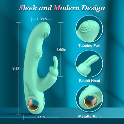 Rabbit G-Spot Vibrator Sex Toy - Clitoral Vibrator Dildo Sex Toys for Women Clitoral Nipple, 3 in 1 Vibrator with 10 Tapping & 7 Vibration, Sex Toy G-Spot Dual Tapping Vibrator for Female and Couple