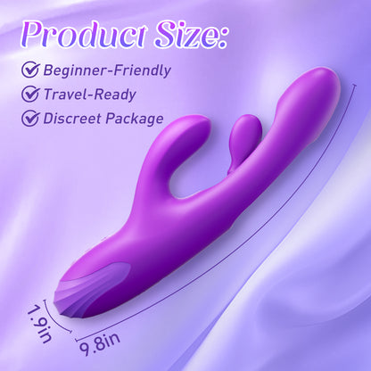 Fingering Rabbits Vibrator for Women - 4 in 1 Women Sex Toys with 10 Head Vibration 7 Rabbit Modes &6 Fingering Stimulation, Waterproof Clitoral Anal Nipple Dildo Vibrators for Female