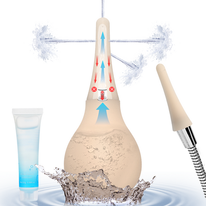 Enema Douche Anti Back-Flow,Silicone Enema Reusable Anal Douche Cleaner for Men Women Colon Cleansing,Shower douche with 5 Spouts connected to shower hole,Vaginal Cleaner 10oz (Semi-transparent, 10oz)