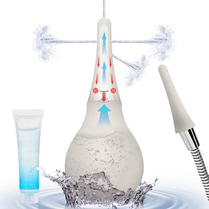 Enema Douche Anti Back-Flow,Silicone Enema Reusable Anal Douche Cleaner for Men Women Colon Cleansing,Shower douche with 5 Spouts connected to shower hole,Vaginal Cleaner 10oz (Semi-transparent, 10oz)