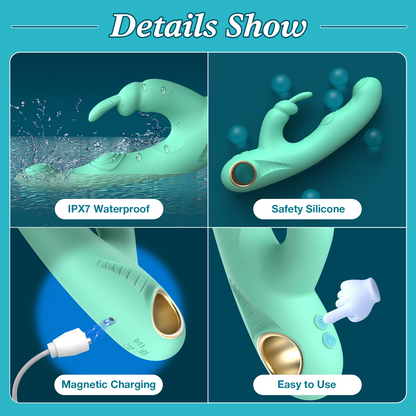 Rabbit G-Spot Vibrator Sex Toy - Clitoral Vibrator Dildo Sex Toys for Women Clitoral Nipple, 3 in 1 Vibrator with 10 Tapping & 7 Vibration, Sex Toy G-Spot Dual Tapping Vibrator for Female and Couple