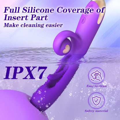 Flapping G Spot Vibrator Dildo: Rabbit Adult Toys with 10 Vibration 7 Flapping, Silicone Waterproof Personal Vibrator for Clitoral Nipple Anal Stimulation, Rechargeable Adult Toy for Women