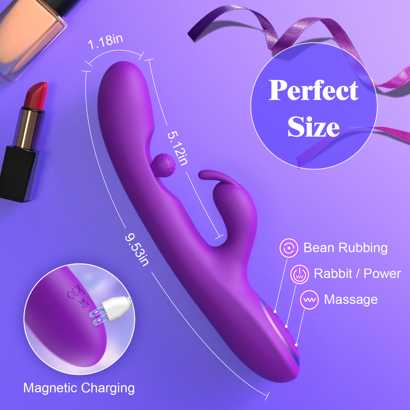 G Spot Vibrator Sex Toys-3 in 1 Adult Sex Toys 360° Rotation Vibrators with 10 Rubbing & 7 Vibrating & 7 Massaging, Waterproof Clitoral Stimulator Dildo Rabbit Vibrator Women Sex Toy