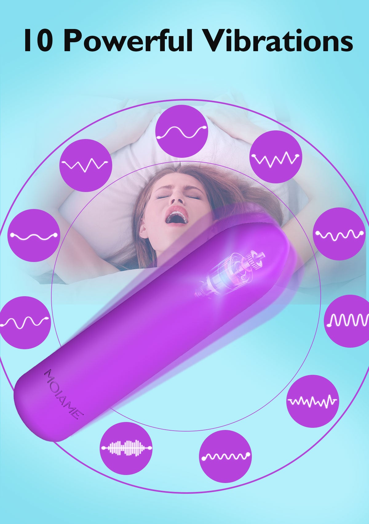 Small Bullet Vibrator for Women: Waterproof Mini Clit Vibrator with 10 Modes, Full Silicone Vibrating Finger Massager for G Spot Nipple, Female Rechargeable Lipstick Vibe Sex Toy, Purple