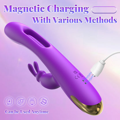 Adult Sex Toys Rabbit Vibrator - 3IN1 Flapping G Spot Dildo with 10 Rabbit Vibrating, 7 Flapping & 7 Wand Vibrating Modes – Clitoral & Nipple Stimulator for Women Female Pleasure