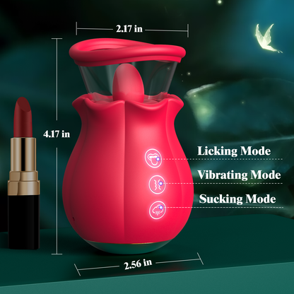 Sucking Vibrator Rose Sex Toy - 3 in 1 Adult Sex Toys Removable Cup for Clit Clitoral Nipple Stimulation, 360° Rotation G spot Vibrator with 9 Tongue Licking & Vibration & 3 Suctions, Women Sex Toys