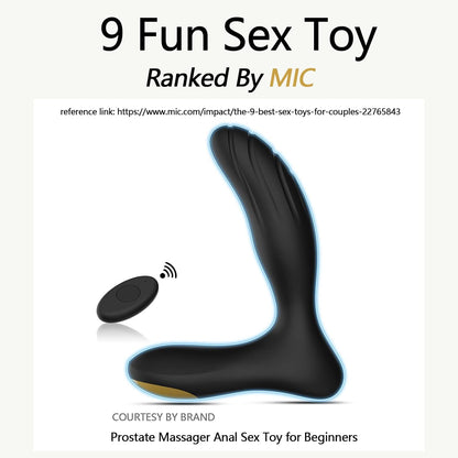 Vibrating Prostate Massager Anal Toy, Waterproof Personal P Spot Male Vibrator with Remote Control for Hands Free Play, Rechargeable Butt Plug with 10 Vibrations for Beginners