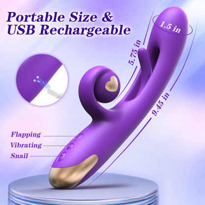 Flapping G Spot Vibrator Dildo: Rabbit Adult Toys with 10 Vibration 7 Flapping, Silicone Waterproof Personal Vibrator for Clitoral Nipple Anal Stimulation, Rechargeable Adult Toy for Women