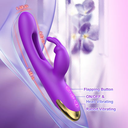 Adult Sex Toys Rabbit Vibrator - 3IN1 Flapping G Spot Dildo with 10 Rabbit Vibrating, 7 Flapping & 7 Wand Vibrating Modes – Clitoral & Nipple Stimulator for Women Female Pleasure