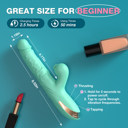 Click to see full view Thrusting Dildo Vibrator for Beginner: G Spot Vibrator with 3 High Speed Thrusting 10 Vibrating 10 Tapping Modes for Womens, Sex Toys for Clitoral Nipple Stimulation, Adult Sex Toy