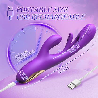 Vibrator Dildo Rabbit Sex Toys -LOVENOTE G Spot Vibrator Massager for Women Clitoral Nipple Stimulation, 3 in 1 Sex Toys with 14 Vibration & 7 Tongue Licking Flapping, Adult Product