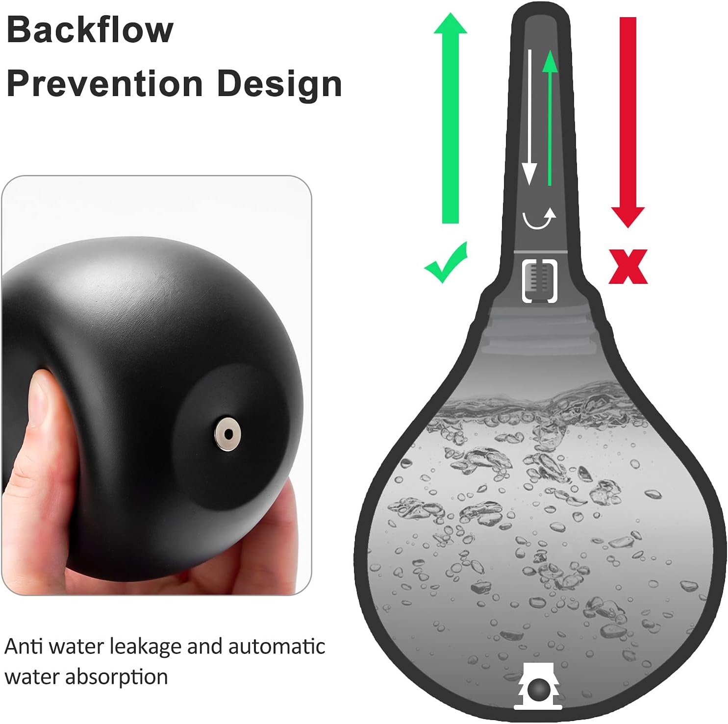 Enema Douche Anti Back-Flow,Silicone Enema Reusable Anal Douche Cleaner for Men Women Colon Cleansing,Shower Douche with Spouts Connected to Shower Hole,Vaginal Cleaner (Black, 10oz)