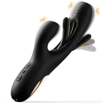 Vibrator Dildo Rabbit Sex Toys -LOVENOTE G Spot Vibrator Massager for Women Clitoral Nipple Stimulation, 3 in 1 Sex Toys with 14 Vibration & 7 Tongue Licking Flapping, Adult Product