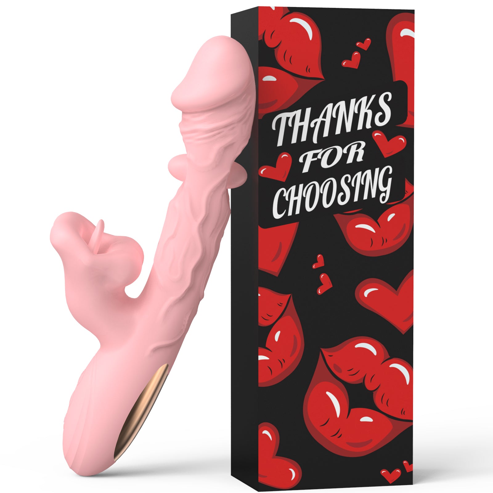 G Spot Vibrator Rose Sex Toys - 3 in 1 Tongue Vibrator Adult Sex Toy with 6 Wiggling 7 Licking & 10 Vibrating Modes, Rabbit Vibrators Realistic Dildo Clitoral & Anal Stimulator for Women Beginners